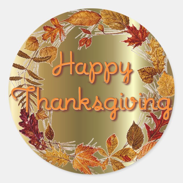 AUTUMN LEAVES WREATH by SHARON SHARPE Classic Round Sticker (Front)