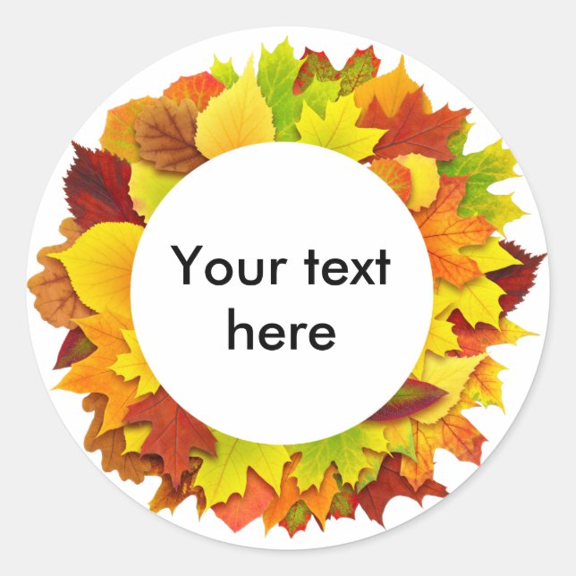 Autumn leaves wreath classic round sticker (Front)