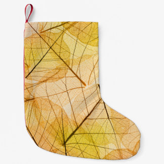 Autumn Leaves yellow and orange Background - trans Small Christmas Stocking