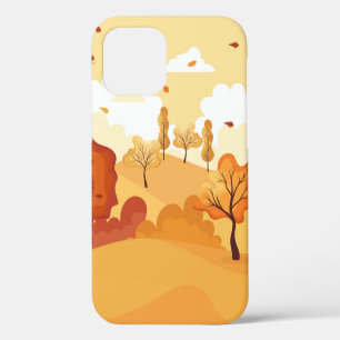 Autumn leaves. Yellow autumnal garden leaf, red fa iPhone 12 Case