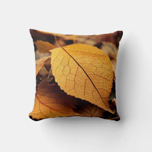 Autumn leaves yellow brown beautiful classic art t cushion