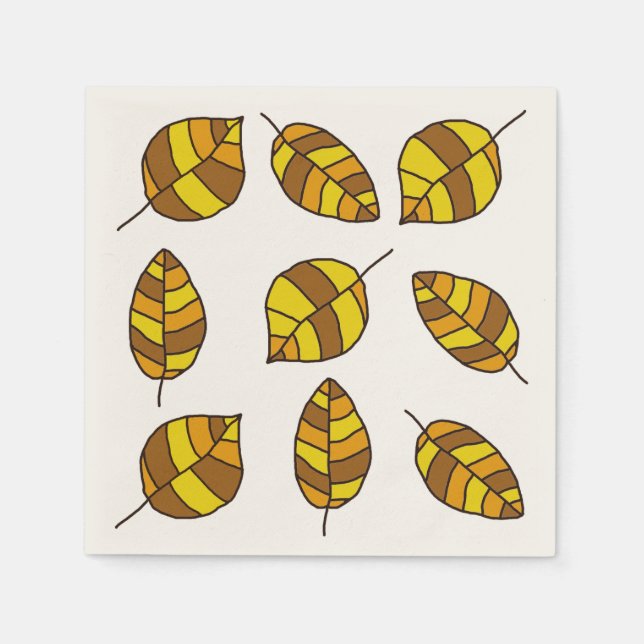 Autumn Leaves Yellow Leaf Pattern on any Colour Napkin (Front)