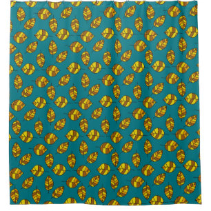 Autumn Leaves Yellow Leaf Pattern on any Colour Shower Curtain