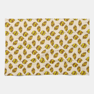 Autumn Leaves Yellow Leaf Pattern on any Colour Tea Towel