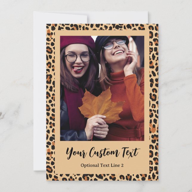 Autumn Leopard Print with Custom Photo Announcement (Front)
