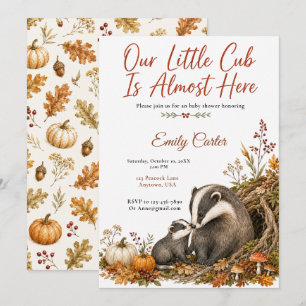 Autumn Little Cub Baby Shower Invitation