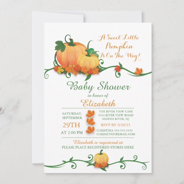 Autumn Little Pumpkin Baby Shower Invitation (Front)