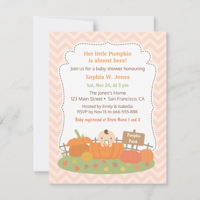 Autumn Little Pumpkin Baby Shower Invitations (Front)