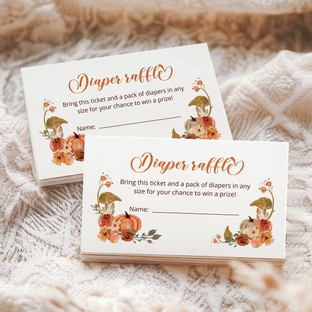 Autumn Little Pumpkin Diaper Raffle ticket Enclosure Card (Creator Uploaded)