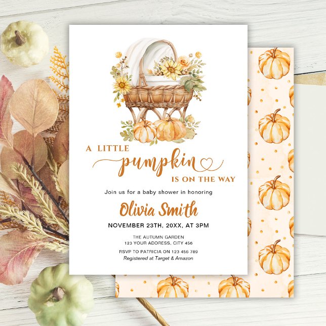 Autumn Little Pumpkin Neutral Baby Shower Invitation (Creator Uploaded)
