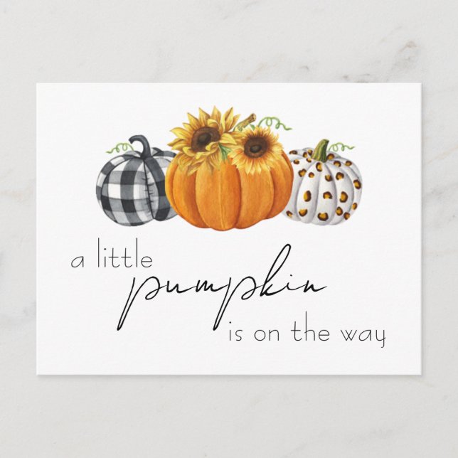 Autumn Little Pumpkin Sunflower Rustic Baby Shower Postcard (Front)