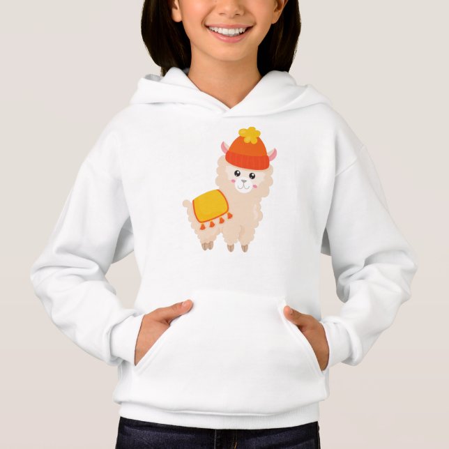 Autumn Llama, Cute Llama, Alpaca, Llama With Hat (Front)