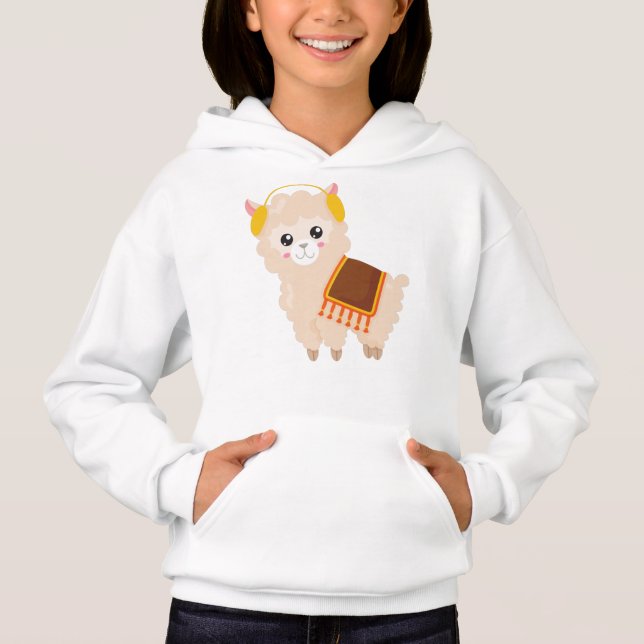 Autumn Llama, Cute Llama, Cute Alpaca, Ear Muffs (Front)