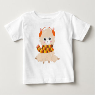 Autumn Llama, Cute Llama, Llama With Scarf, Alpaca Baby T-Shirt