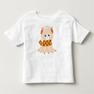 Autumn Llama, Cute Llama, Llama With Scarf, Alpaca Toddler T-Shirt