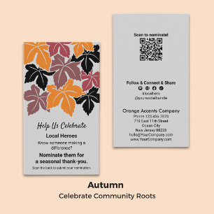 Autumn Local Hero Nomination Thank You Business Card