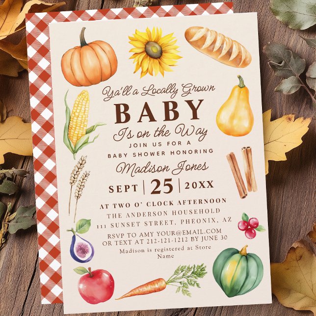 Autumn Locally Grown Farmers Market Baby Shower Invitation (Creator Uploaded)