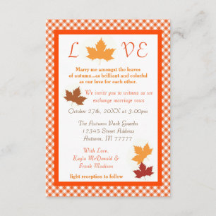 Autumn Love Leaf - 3x5 Wedding Invitation