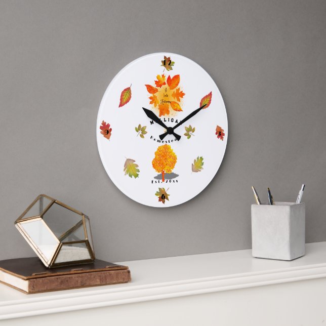 Autumn Love White Large Clock (Office)