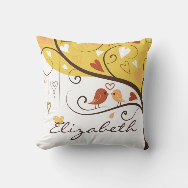 Autumn Lovebirds Personalised Pillow (Front)