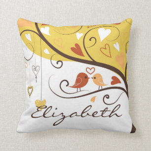 Autumn Lovebirds Personalised Pillow