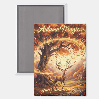 Autumn Magic Forest Deer Personalised Magnet