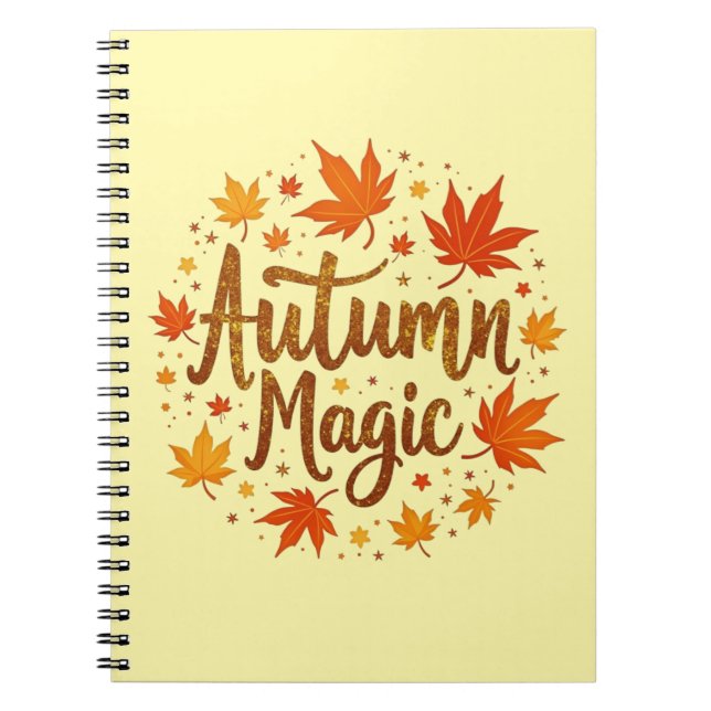 Autumn Magic Glitter Glow Personalised Notebook (Front)