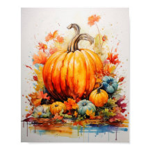 Autumn Magic: Pumpkins in Vivid Watercolor