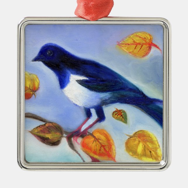 Autumn Magpie 2012 Metal Tree Decoration (Front)