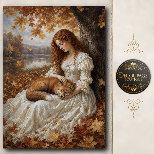 Autumn Maiden with Sleeping Fox Tissue Paper (Autumn Maiden with Sleeping Fox Tissue Paper)