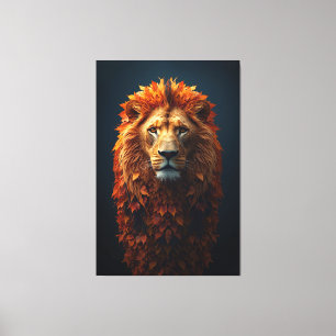 Autumn Majesty – Regal Lion with Autumn Mane Canvas Print