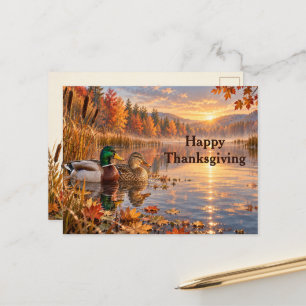 Autumn Mallard Pair Wetland Scenic Wildlife Holiday Postcard