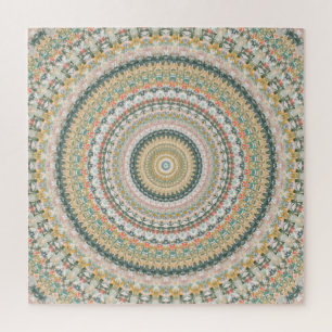 Autumn Mandala Boho Hippie Retro Abstract Art Jigsaw Puzzle