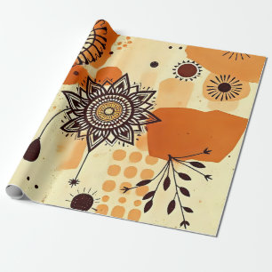 Autumn Mandala Warm Floral Rustic Tones Wrapping Paper