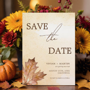 Autumn Maple Leaf Brunt Orange Watercolor Save The Date