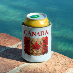 Autumn Maple Leaf Canadian Flag Can Cooler