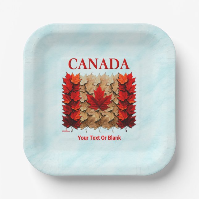 Autumn Maple Leaf Canadian Flag Paper Plate (Front)