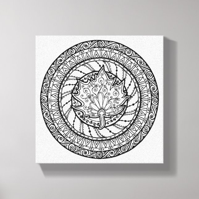 Autumn Maple Leaf Doodle 6 Canvas Print (Front)