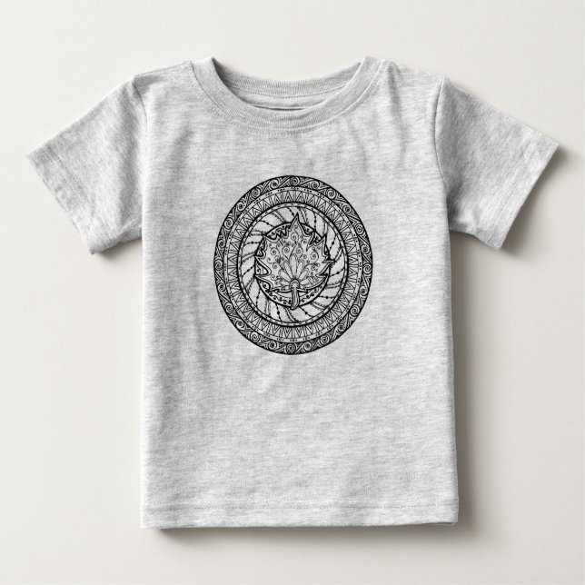 Autumn Maple Leaf Doodle Baby T-Shirt (Front)