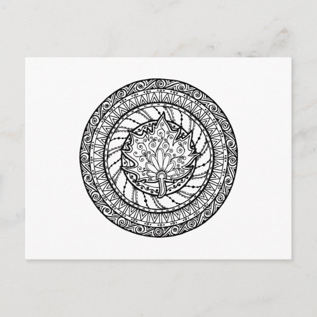 Autumn Maple Leaf Doodle Postcard (Front)