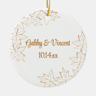 Autumn Maple Leaf Edge Wedding Ceramic Tree Decoration