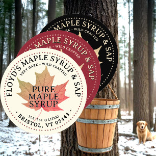 Autumn Maple Leaf Editable Maple Syrup Label