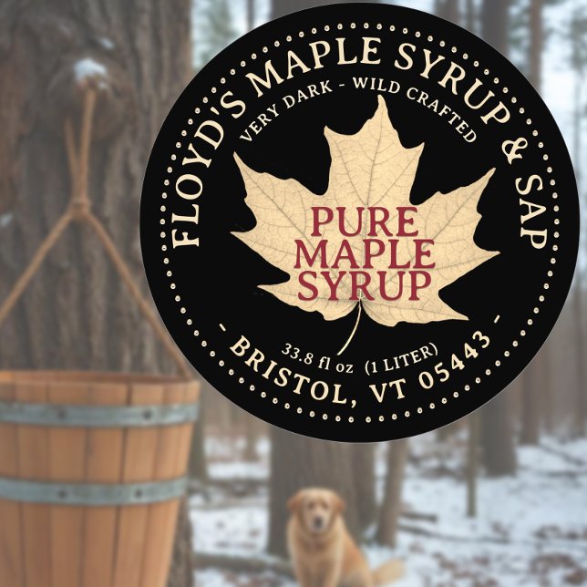 Autumn Maple Leaf Editable Maple Syrup Label (Creator Uploaded)