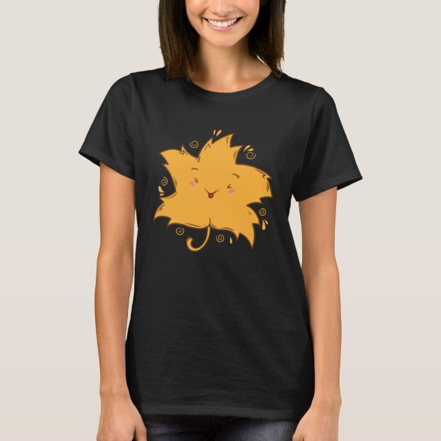 Autumn Maple Leaf enjoys a Cookie T-Shirt (Front)