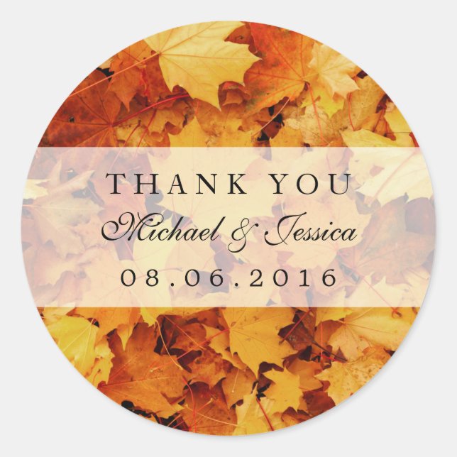 Autumn Maple Leaf Fall Wedding Favour Stickers (Front)