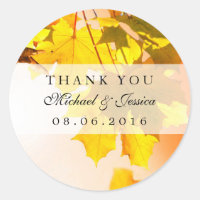 Autumn Maple Leaf Fall Wedding Thank You Sticker