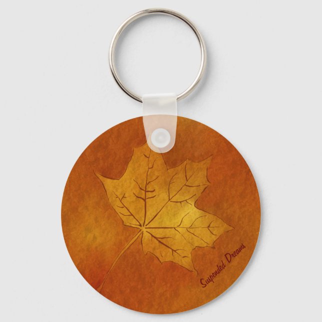 Autumn Maple Leaf in Gold Key Ring (Front)