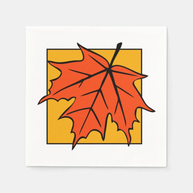Autumn Maple Leaf Orange Napkin (Front)