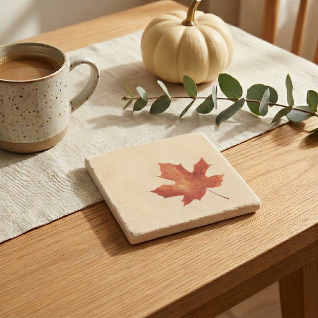 Autumn Maple Leaf Stone Drink Coaster (Creator Uploaded)