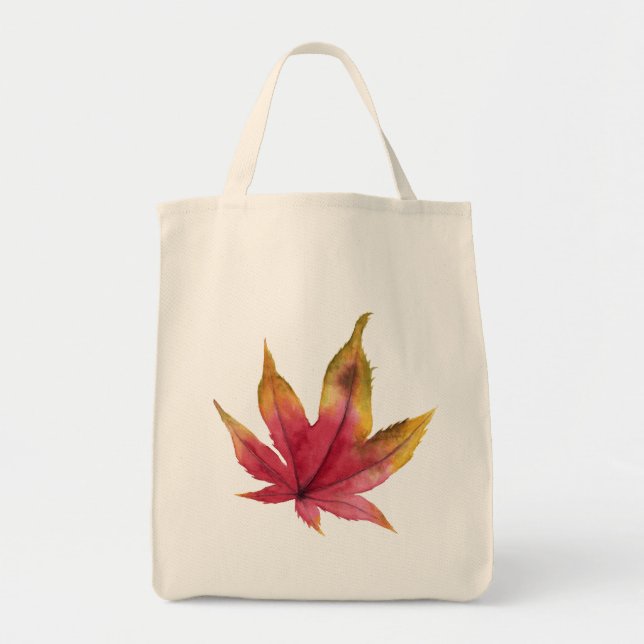 Autumn Maple Leaf Watercolor Painting Tote Bag (Front)